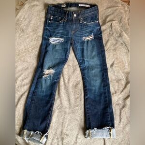 AG Adriano Goldschmied Tomboy Boyfriend Fit Distressed Blue Jeans  24R